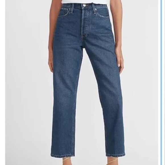 Express Denim - NWT Express High Waisted Original Cropped Dad Jeans Button Fly Size 6